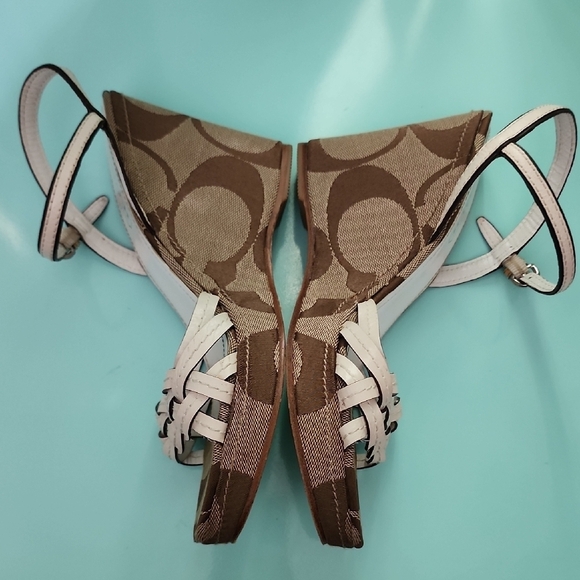 Coach Cream and Brown Braided Sandals Size 8 - Picture 2 of 8
